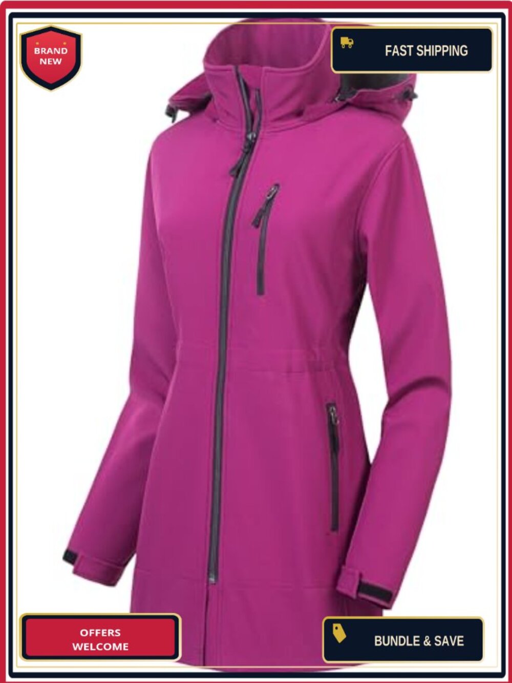 Women's Lightweight Waterproof Softshell Tactical Jacket Fleece Lined